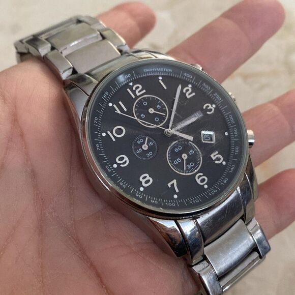 Fossil Arkitekt Chronograph Watch Men 45mm Silver Tone Date 8.25" - Picture 11 of 13